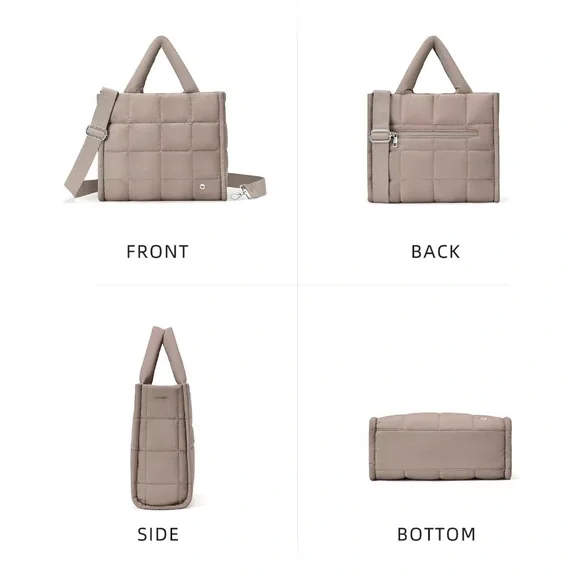 NWT WESTBRONCO BROWN TAN bubble Puffer Tote bag purse Quilted Crossbody - Picture 2 of 10